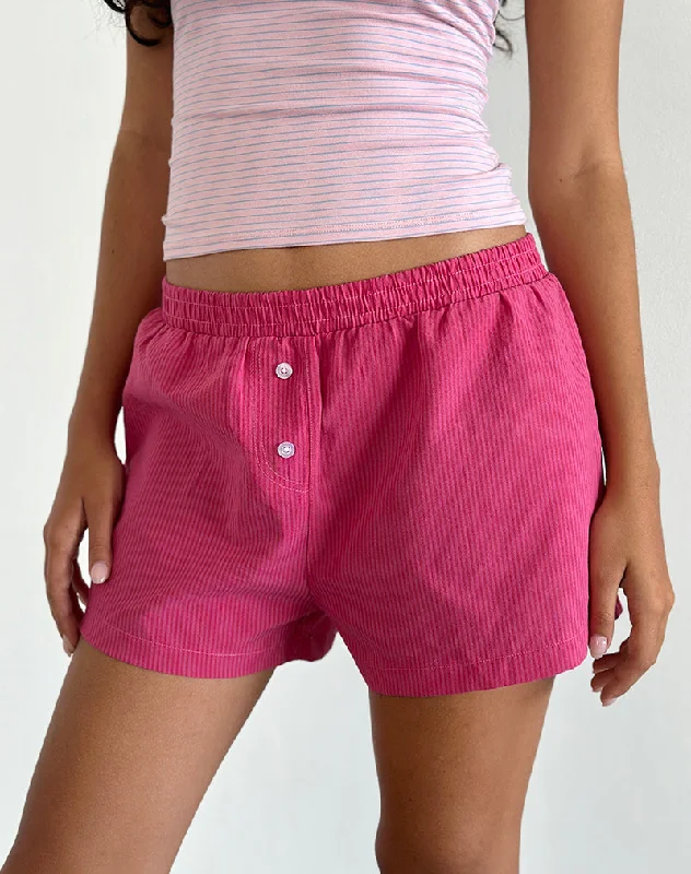 Voir Short in Poplin Red and Pink Stripe