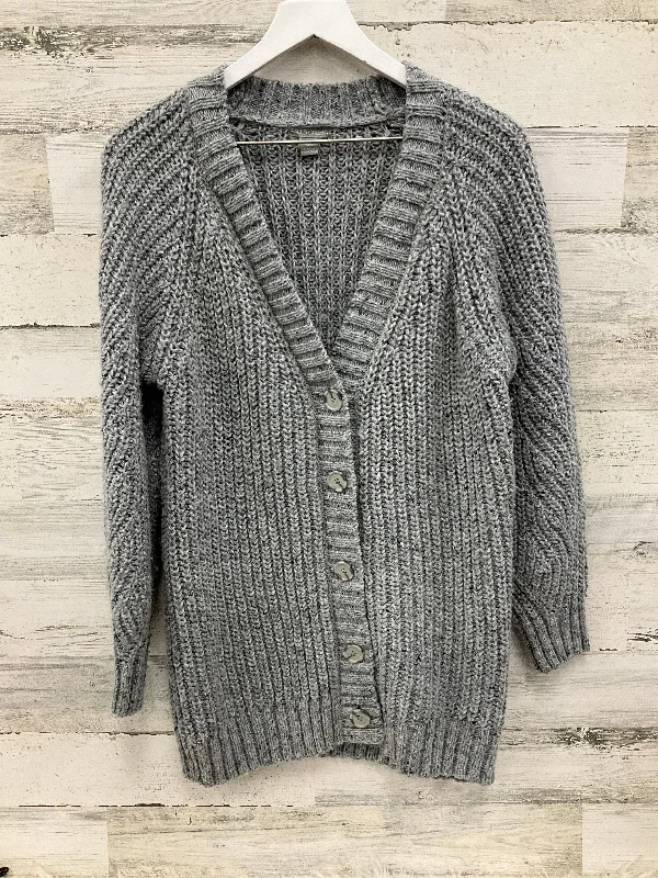 Sweater Cardigan By Falls Creek In Grey, Size: S