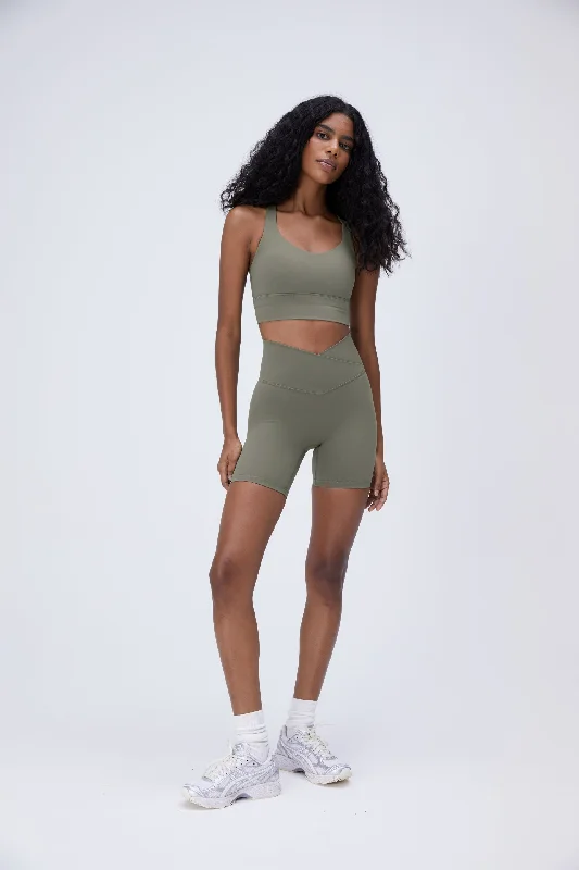 Ultimate Wrap Over Crop Shorts - Olive Green