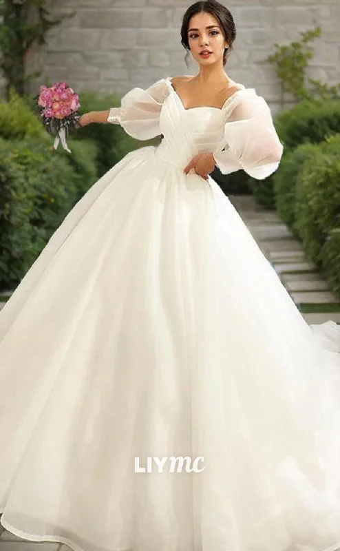 LW623 - Ball Gown Sweetheart Sweep Train Satin Wedding Dresses