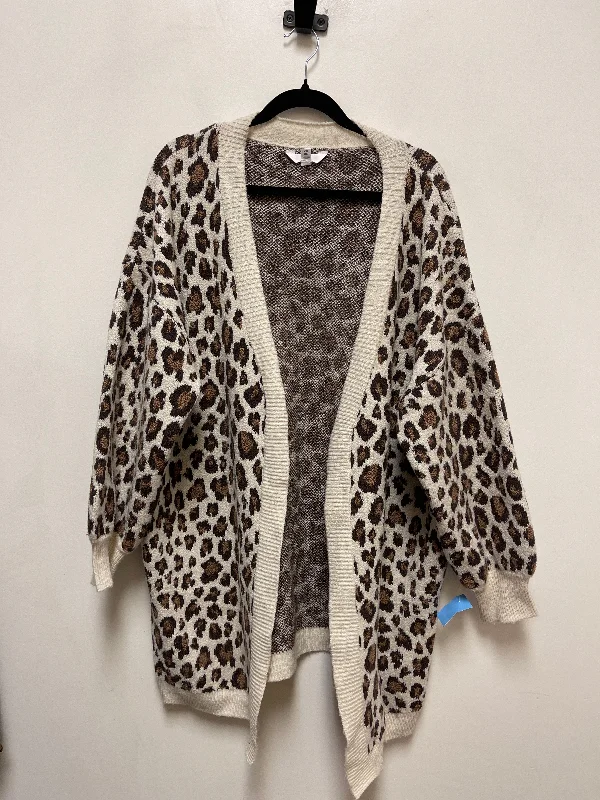 Sweater Cardigan By Time And Tru In Animal Print, Size: 2x