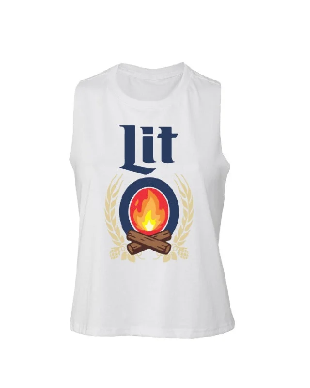 INK "Lit" Racerback Crop Tank - White