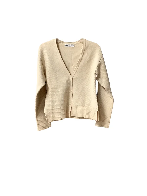 Sweater Cardigan By Zara In Beige, Size: S