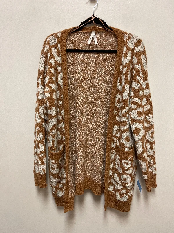 Sweater Cardigan By Dreamers In Tan, Size: M