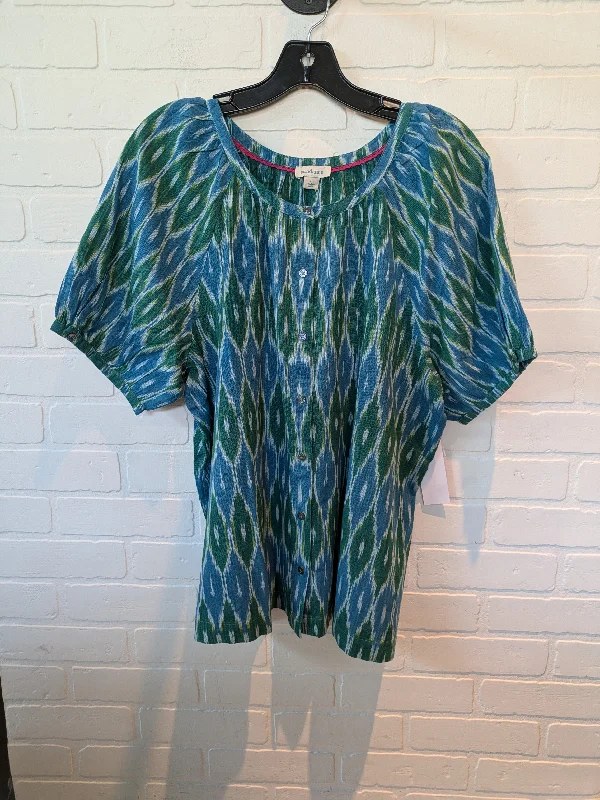 Blue & Green Top Short Sleeve Sundance, Size L