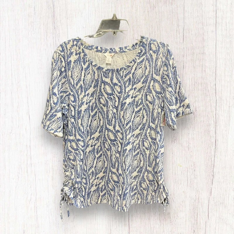 Blue & White Top Short Sleeve Basic Intro, Size 1x