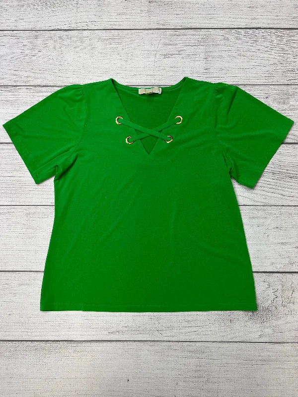 Green Top Short Sleeve Designer Michael Kors, Size L