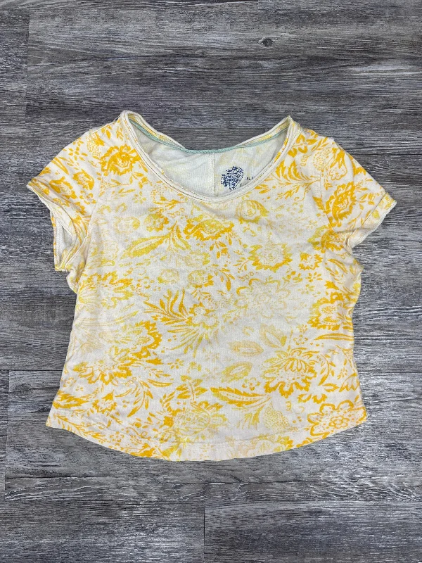 White & Yellow Top Short Sleeve Pilcro, Size M