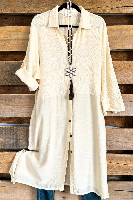 Cape Cod Shirt Dress - Beige - 100% COTTON