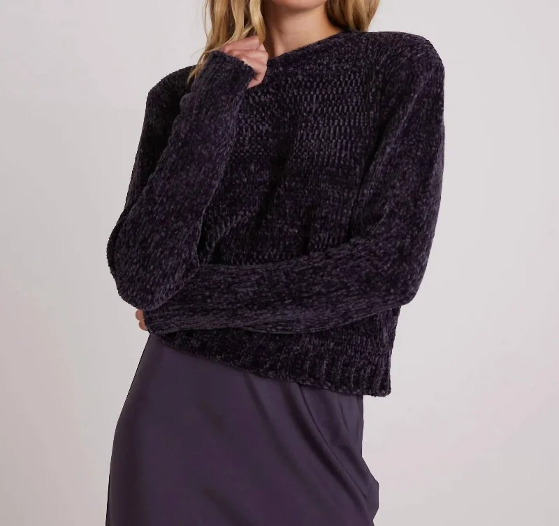 Crew Neck Chenille Sweater In Galaxy Smoke