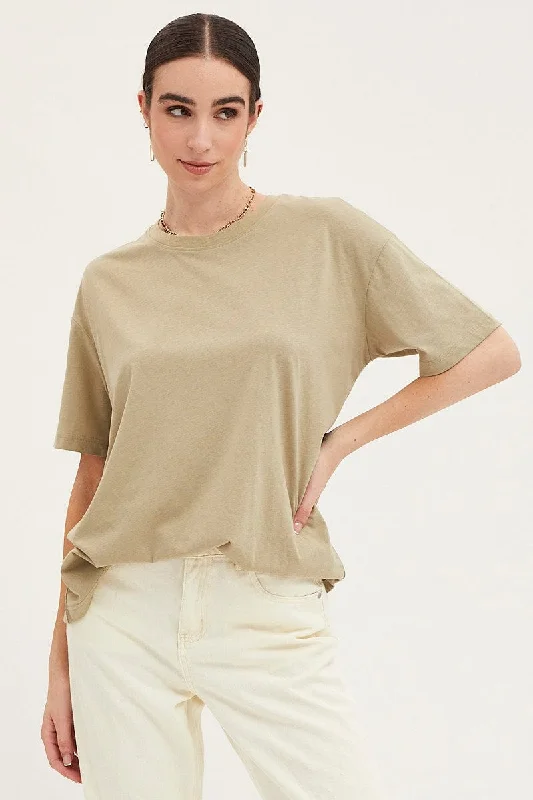 Green Oversized T Shirt Short Sleeve Crew Neck