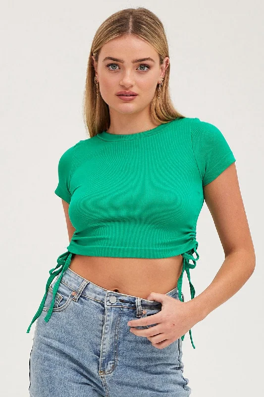 Green T Shirt Short Sleeve Crew Neck