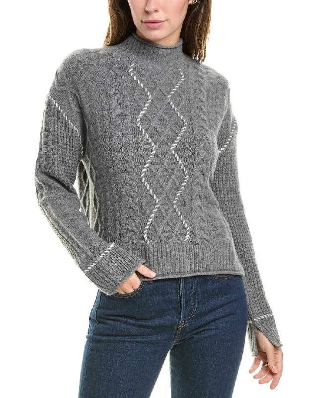 Hannah Rose Whipstitch Cable Wool & Cashmere-Blend Pullover