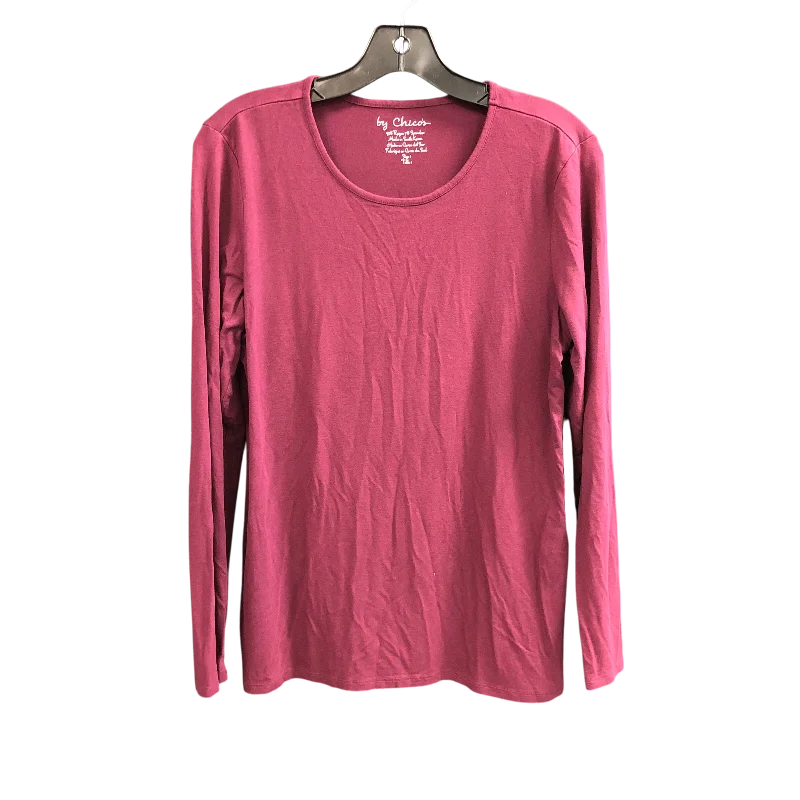 Top Long Sleeve Basic By Chicos In Red, Size: M