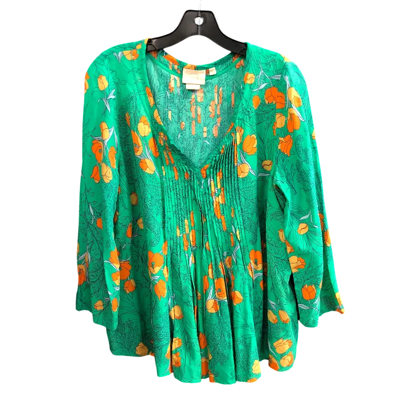 Top Long Sleeve By Cmc In Green, Size: L