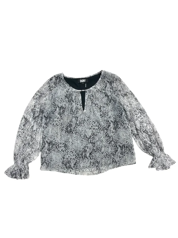 Top Long Sleeve By Dkny In Snakeskin Print, Size: L