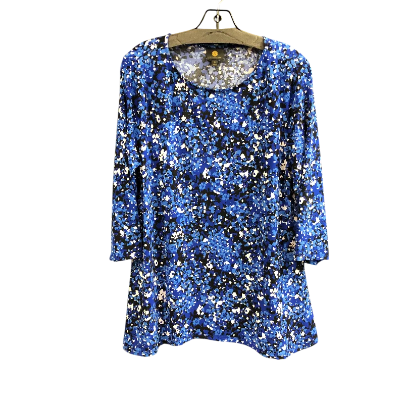 Top Long Sleeve By Jm Collections In Blue, Size: Lp