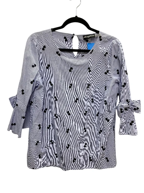 Top Long Sleeve By Karl Lagerfeld In Blue, Size: L