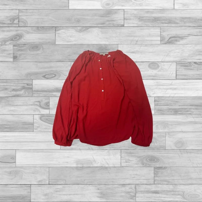 Top Long Sleeve By Loft In Red, Size: S