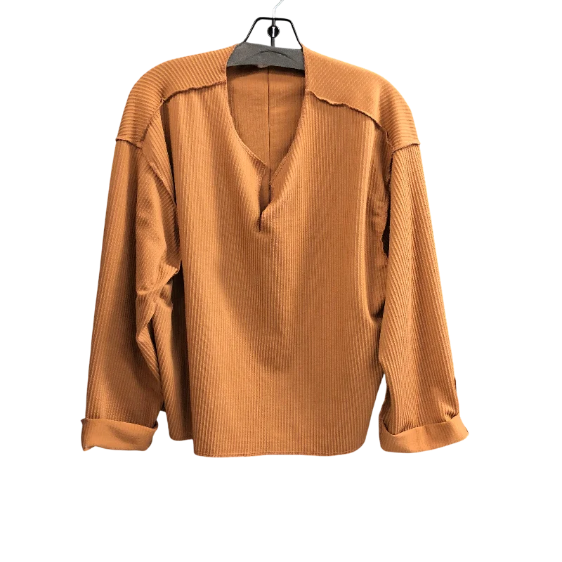 Top Long Sleeve By Mi Ami In Tan, Size: S