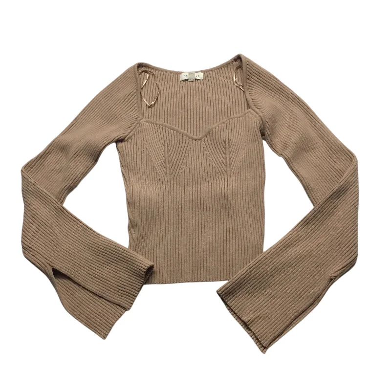 Top Long Sleeve By Promesa In Tan, Size: M