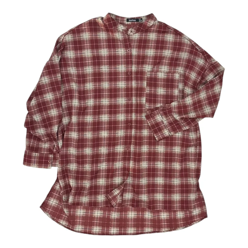 Top 3/4 Sleeve By Boohoo Boutique In Plaid Pattern, Size:S