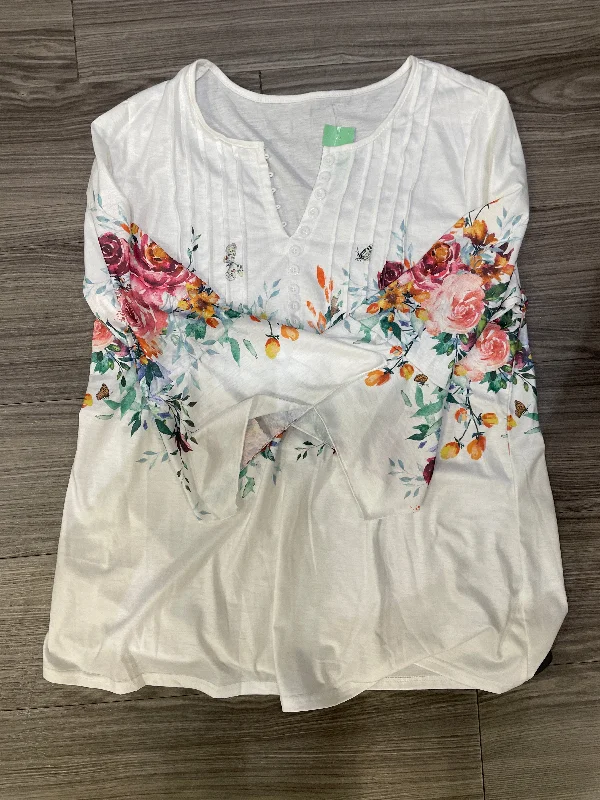 Top 3/4 Sleeve By Clothes Mentor In White, Size: Xl