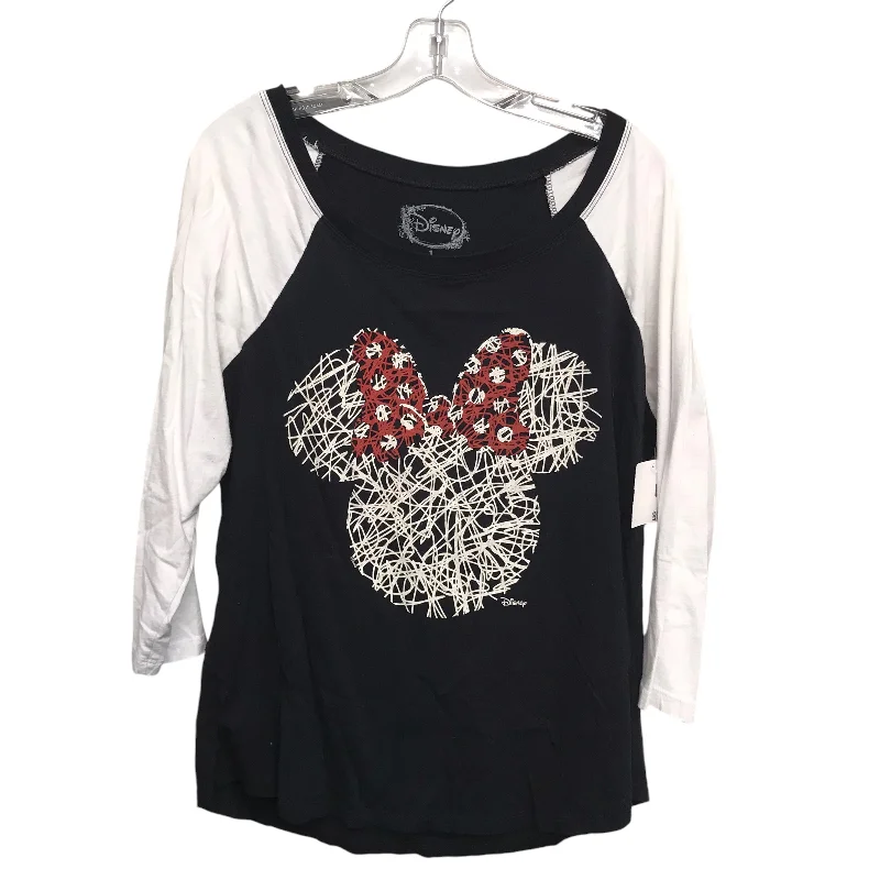 Top 3/4 Sleeve By Disney Store In Black & White, Size:1X