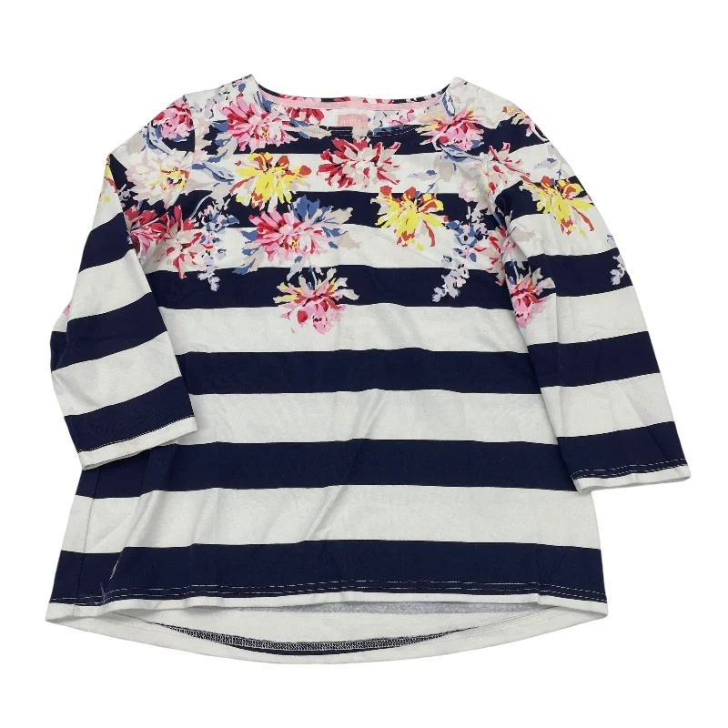 Top 3/4 Sleeve By Joules In Blue & White, Size:L