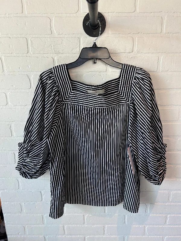 Top 3/4 Sleeve By Loft In Black & White, Size: S