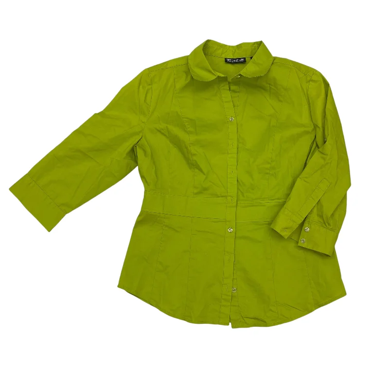 Top 3/4 Sleeve By New York And Co In Green, Size:M