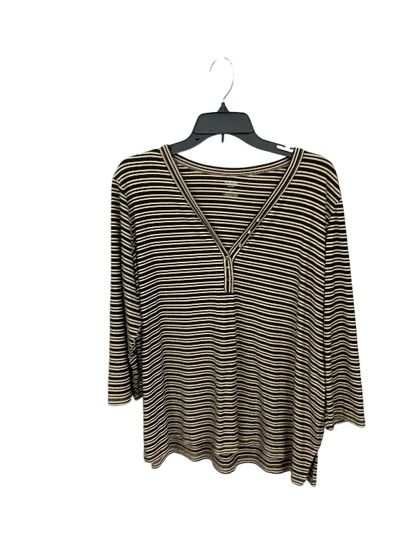 Top 3/4 Sleeve By Rafaella In Striped Pattern