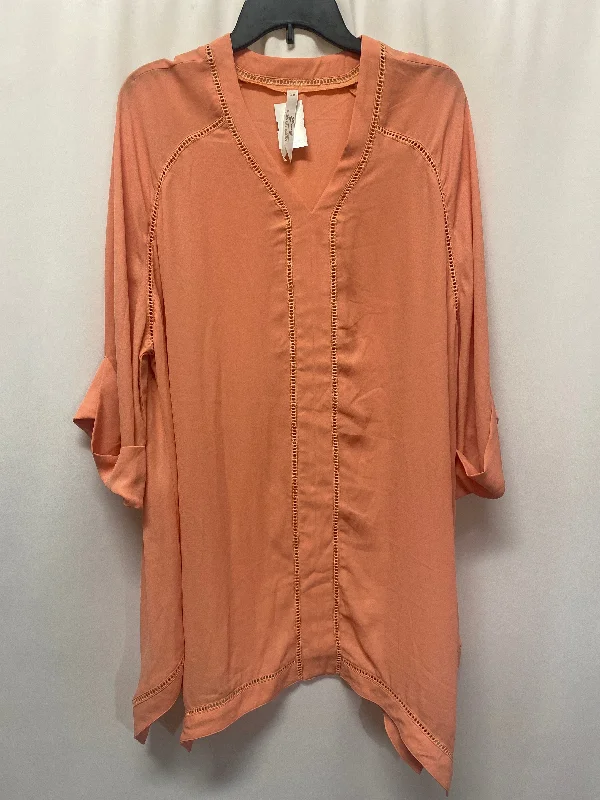 Top 3/4 Sleeve By Seven 7 In Peach, Size: 2x