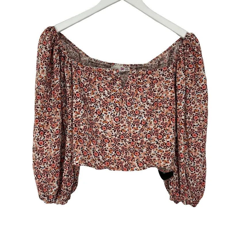 Top 3/4 Sleeve By So In Floral Print, Size: Xl